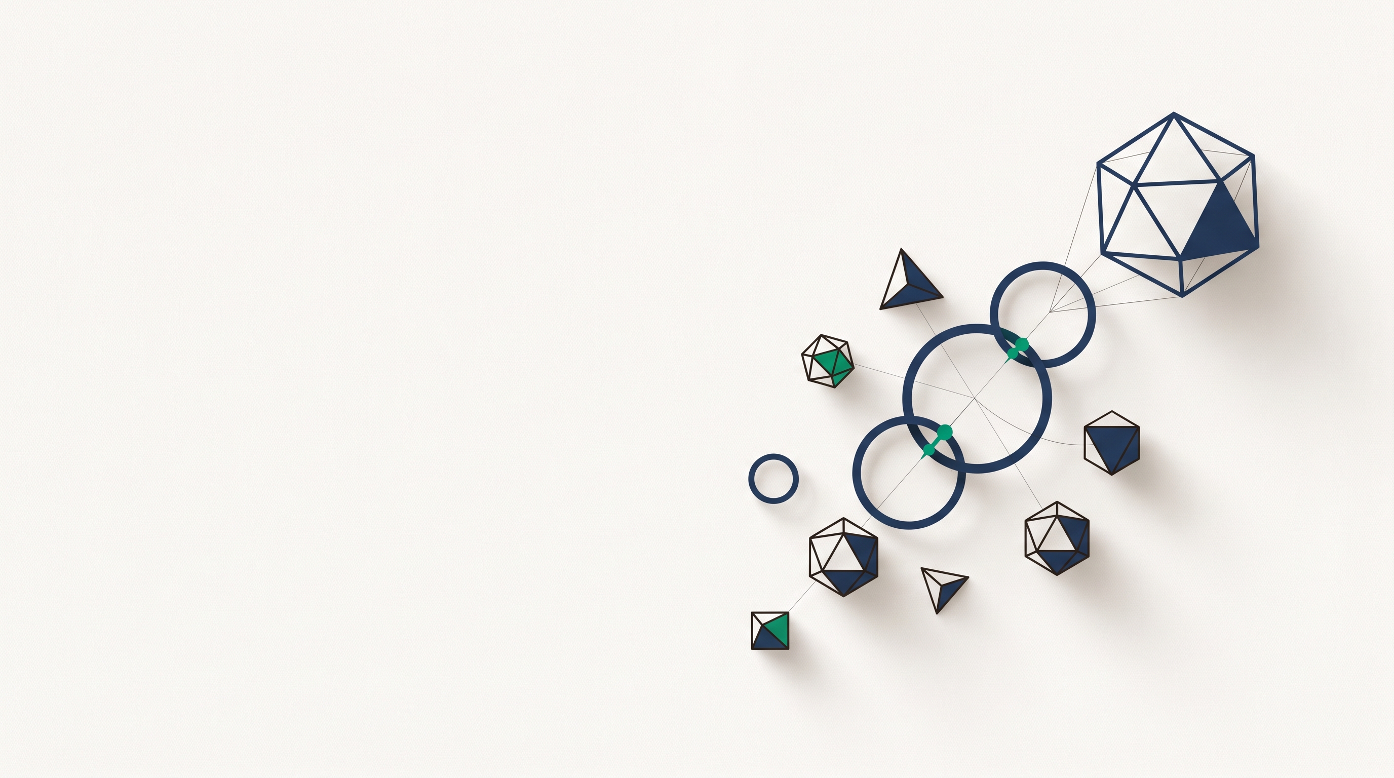 Abstracte illustratie van kleine geometrische vormen die samen één grotere vorm opbouwen